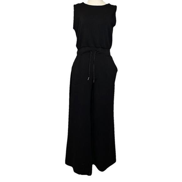 Magaschoni Pants - Magaschoni Jumpsuit S Sleeveless Round Neck Wide Leg Black Drawstring Minimalist